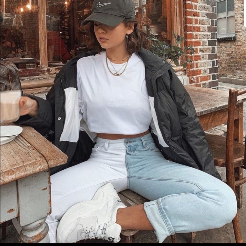 Ideka 2 tone high rise jeans with flare